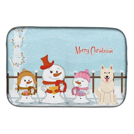 Carolines Treasures Merry Christmas Carolers White German Shepherd Dish Drying Mat BB2376DDM